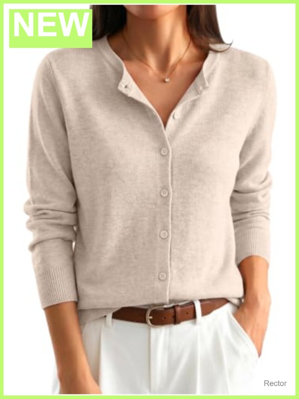 Lightweight Button-Down Cardigan Sweater with Ribbed Cuffs & Hem